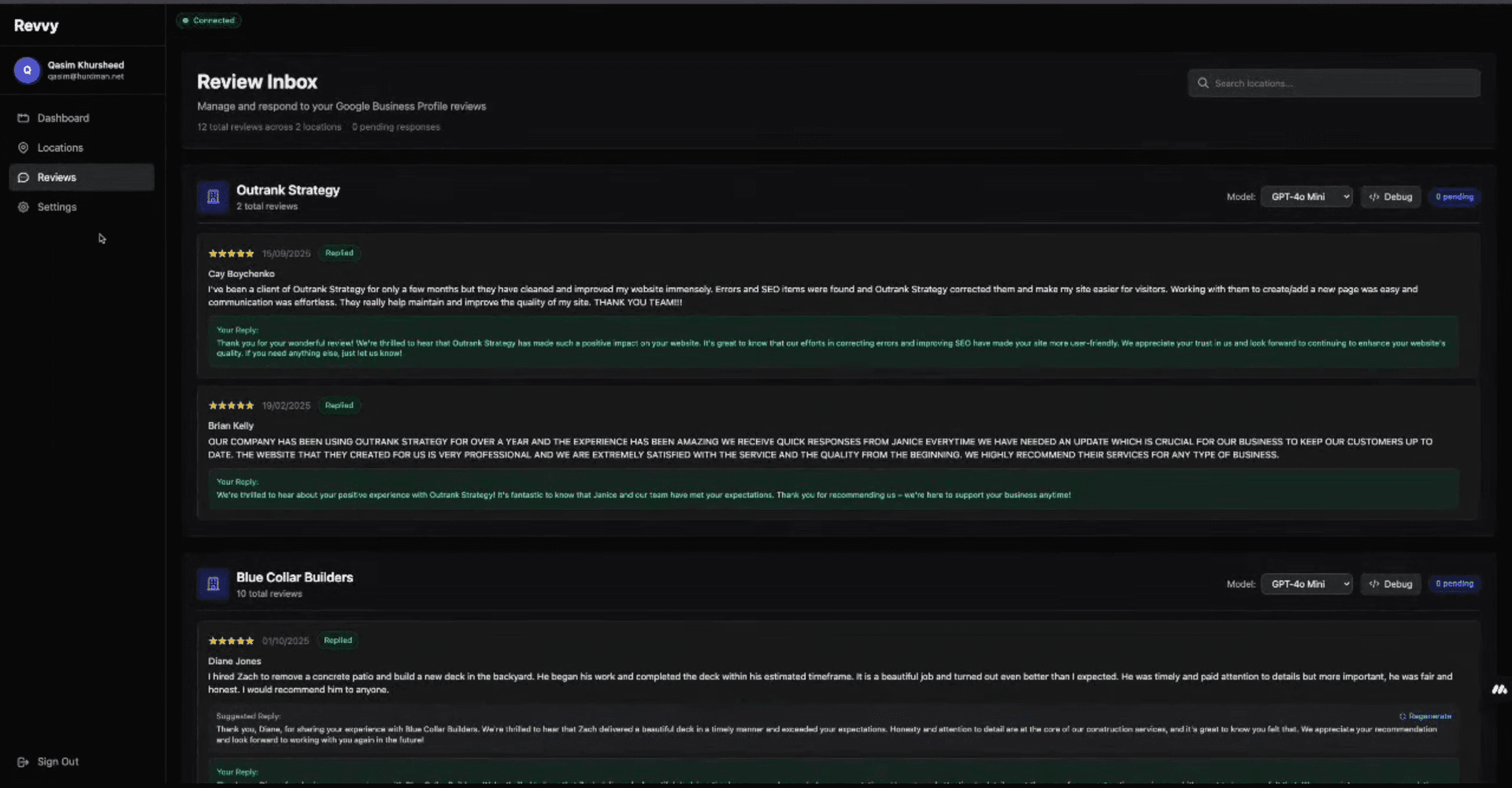 Revvy auto-reply